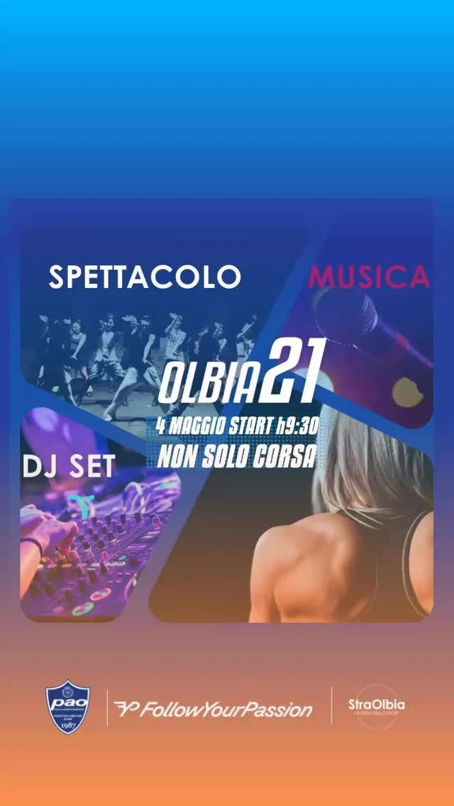 🎪 Spettacolo in corsa!
Domenica 4 maggio, al km 4 del percorso Olbia21 in via Escrivà, non ci sarà solo sport… ma anche arte, movimento e magia!

Le ragazze del Collettivo Il Cerchio Acrobatico, coordinate da Valeria Pinna, accompagneranno il passaggio degli atleti con una suggestiva esibizione di danza acrobatica e tessuti aerei.

Un momento imperdibile per tutti, non solo per i runner:
📍 Vieni ad assistere, applaudi, emozionati e vivi lo spettacolo della Olbia21 da protagonista… anche da bordo strada!

📸 Porta con te l’energia e condividi l’esperienza usando #Olbia21

#Olbia21 #SpettacoloInCorsa #CerchioAcrobatico #ValeriaPinna #RunAndFeel #EventiOlbia2025 #ViviLaCittà #SporteArte #OlbiaSiMuove #Km4Straordinario