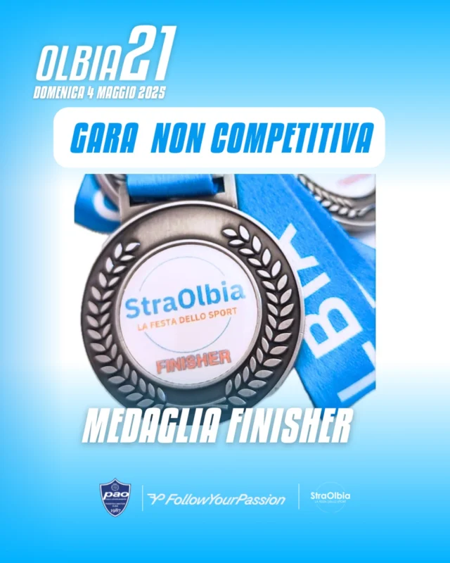 🏅 La tua prima medaglia ti aspetta!

Per la prima volta in 35 edizioni, anche chi taglierà il traguardo della StraOlbia riceverà la medaglia ufficiale finisher.
Un simbolo speciale che racconterà il tuo percorso, il tuo impegno, il tuo sorriso al traguardo.
Un pezzo di storia… da portare al collo!

✔️ 7,3 km da vivere tra amici, famiglie, associazioni
✔️ Nessuna classifica, solo emozione pura
✔️ Medaglia garantita per tutti i finisher

📅 Ultime ore per iscriversi online: chiusura iscrizioni su www.olbia21.it domani!
📍 Continua l’iscrizione anche in presenza da SportIT Olbia (Viale Aldo Moro).

🏃‍♀️ Vivi la città. Taglia il traguardo. Prenditi la tua medaglia.
StraOlbia 2025: questa volta, ancora più speciale.

#StraOlbia #Olbia21 #FinisherMedal #PrimaVolta #RunWithUs #RunningCommunity #EmozioniInCorsa #OlbiaCorre #BenessereInMovimento